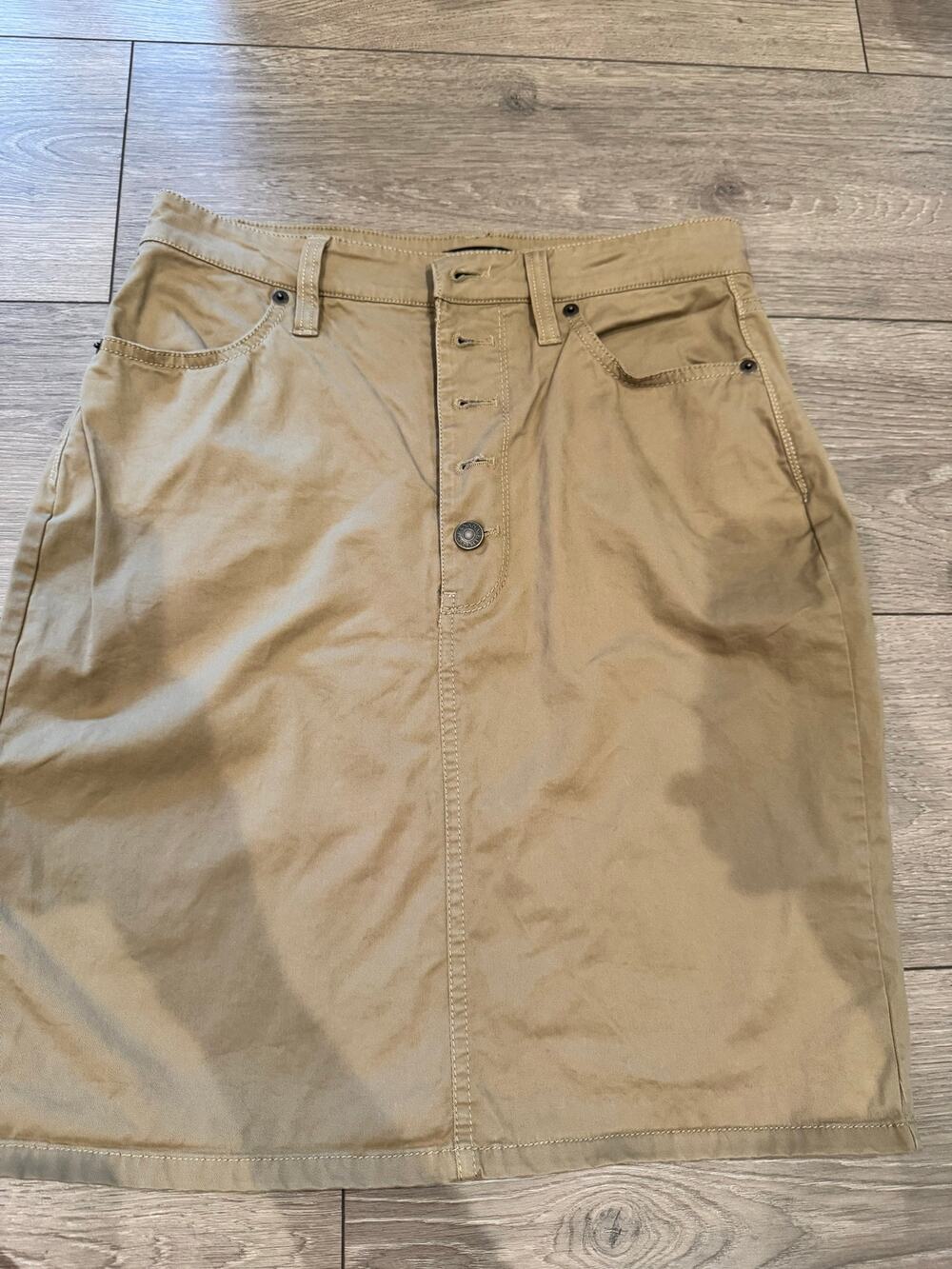 Banana Republic Tan Button Front Denim Skirt Women's Size 2 Stretch Cotton